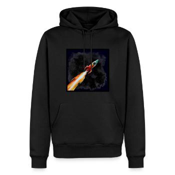 Rakete - Männer Premium Bio Hoodie - Schwarz - Vorne - Nico (187cm)