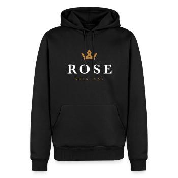 Logo original de la famille Rose - Sweat à capuche Premium bio Homme - noir - Devant - Nico (187cm)