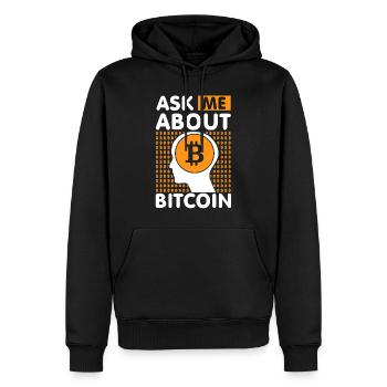 Ask me about Bitcoin - Männer Premium Bio Hoodie - Schwarz - Vorne - Nico (187cm)