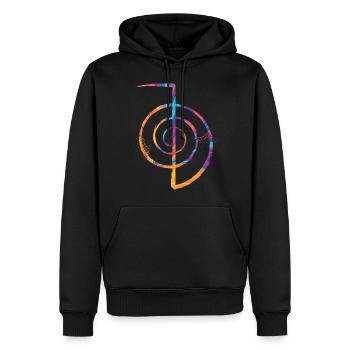 Reiki - Sweat à capuche Premium bio Homme - noir - Devant - Nico (187cm)