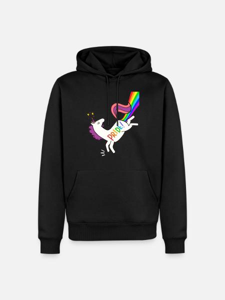 Pride-Einhorn - Männer Premium Bio Hoodie - Schwarz