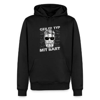 Geiler Typ mit Bart Hip Oberlippenbart Bärtig - Männer Premium Bio Hoodie - Schwarz - Vorne - Nico (187cm)