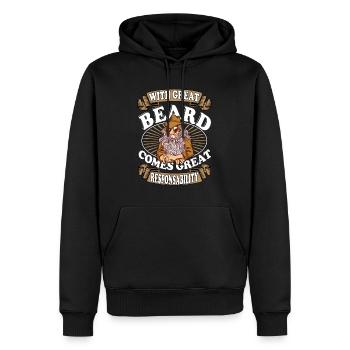 With great beard comes great responsability Bart - Men’s Premium Organic Hoodie - black - Front - Nico (187cm)