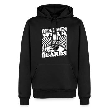 Les vrais hommes portent beards Schnauzer Hip Moustache Bärte - Sweat à capuche Premium bio Homme - noir - Devant - Nico (187cm)