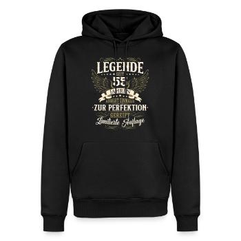 55 Geburtstag Legende Geburtstagsspruch 55 Jahre - Männer Premium Bio Hoodie - Schwarz - Vorne - Nico (187cm)