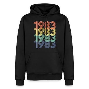 Cool Retro 1983, 40 ans, cadeau de 40e anniversaire - Sweat à capuche Premium bio Homme - noir - Devant - Nico (187cm)