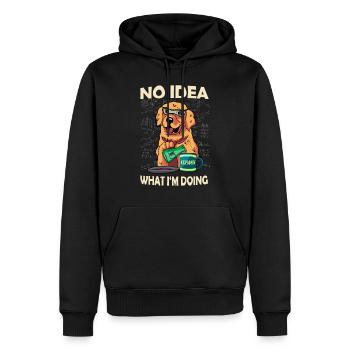Aucune idée de ce que je fais. Je ne sais pas ce que je fais - Sweat à capuche Premium bio Homme - noir - Devant - Nico (187cm)