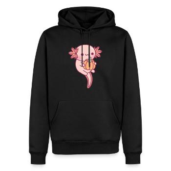 Cute Axolotl Autumn Leaves Gills And Pumpkin - Men’s Premium Organic Hoodie - black - Front - Nico (187cm)