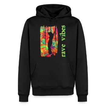 rave e 249 - Sweat à capuche Premium bio Homme - noir - Devant - Nico (187cm)