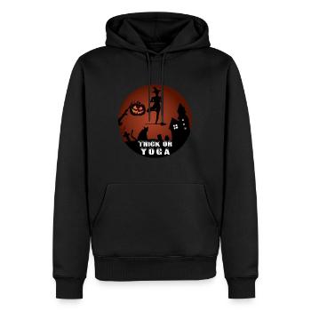 Yoga süßes Halloween Kürbis Kostüm Grusel Lustig - Männer Premium Bio Hoodie - Schwarz - Vorne - Nico (187cm)
