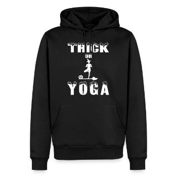 Yoga süßes Halloween Kürbis Kostüm Grusel Lustig - Männer Premium Bio Hoodie - Schwarz - Vorne - Nico (187cm)