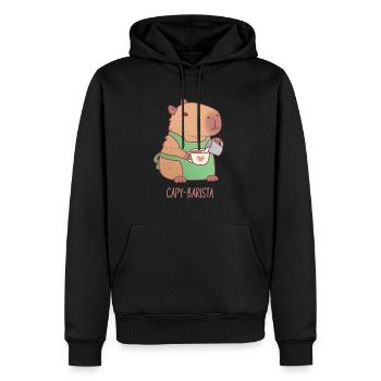 Cute Capybara Barista Preparing Coffee - Men’s Premium Organic Hoodie - black - Front - Nico (187cm)