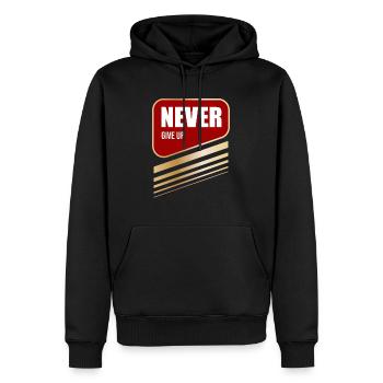 NEVER Give Up - Sweat à capuche Premium bio Homme - noir - Devant - Nico (187cm)