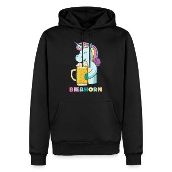 Bierhorn Einhorn mit Bier - Männer Premium Bio Hoodie - Schwarz - Vorne - Nico (187cm)