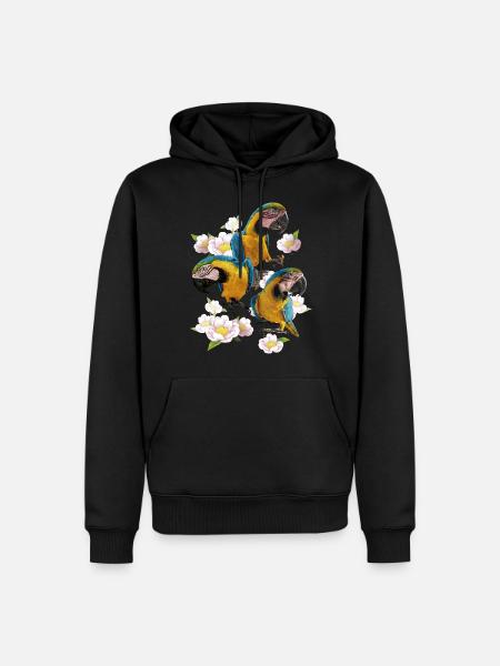 Der blau-gelbe Ara - Männer Premium Bio Hoodie - Schwarz
