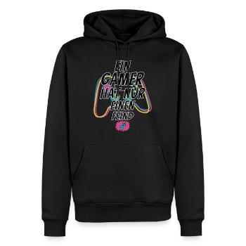 Gamer Klo als Feind. Lustiger Gamer. Geschenk - Männer Premium Bio Hoodie - Schwarz - Vorne - Nico (187cm)