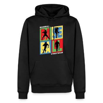 Baseball Baseballspieler USA Sport Vintage Retro - Männer Premium Bio Hoodie - Schwarz - Vorne - Nico (187cm)