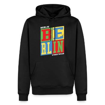 Berlin Deutschland Stadt Bunt Skyline Heimat - Männer Premium Bio Hoodie - Schwarz - Vorne - Nico (187cm)