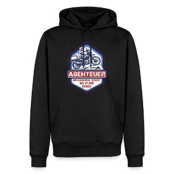 Abenteuer beginnen dort wo Pläne enden -Motorrad - Männer Premium Bio Hoodie - Schwarz - Vorne - Nico (187cm)