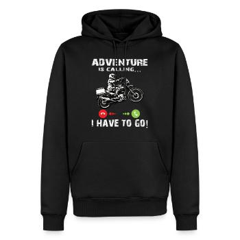 Abenteuer ruft an Motorrad Adventure Bike - Männer Premium Bio Hoodie - Schwarz - Vorne - Nico (187cm)