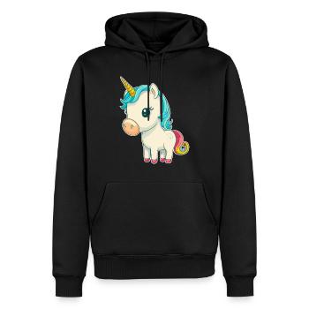 Einhorn Bunt Farben Süß Niedlich Cartoon Comic - Männer Premium Bio Hoodie - Schwarz - Vorne - Nico (187cm)