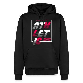 Athletic Sport Urban Streetstyle - Männer Premium Bio Hoodie - Schwarz - Vorne - Nico (187cm)