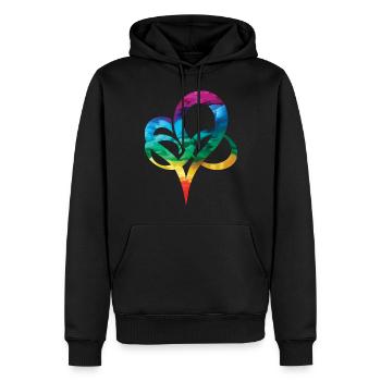LGBTQ Regenbogen Herz Pride Heart Geschenk - Männer Premium Bio Hoodie - Schwarz - Vorne - Nico (187cm)