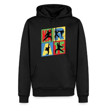 Karaté, Karatéka, arts martiaux, Combats, Sports - Sweat à capuche Premium bio Homme - noir - Devant - Nico (187cm)