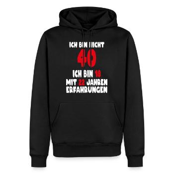 Geburtstag Motiv | Ich bin nicht 40 ich bin 18 - Männer Premium Bio Hoodie - Schwarz - Vorne - Nico (187cm)