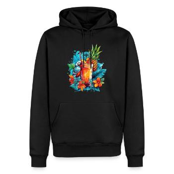 Sommer Cocktail Ananas Ara Papagei Blumen Urlaub - Männer Premium Bio Hoodie - Schwarz - Vorne - Nico (187cm)