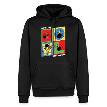 Bowling Bowling Bowling Ball Quilles Joueurs de bowling - Sweat à capuche Premium bio Homme - noir - Devant - Nico (187cm)