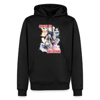 Motorrad Biker Spruch - our streets have no name - Men’s Premium Organic Hoodie - black - Front - Nico (187cm)
