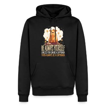 Capybara Toujours toi-même - Sweat à capuche Premium bio Homme - noir - Devant - Nico (187cm)
