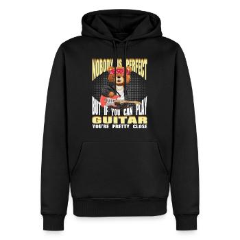 Guitare Teddy Bear - Personne n’est parfait - Guitariste - Sweat à capuche Premium bio Homme - noir - Devant - Nico (187cm)