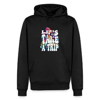 Lets take a trip - Männer Premium Bio Hoodie - Schwarz - Vorne - Nico (187cm)