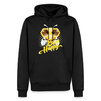 Bee Happy Biene Brille Lebe Glücklich Einstellung - Männer Premium Bio Hoodie - Schwarz - Vorne - Nico (187cm)