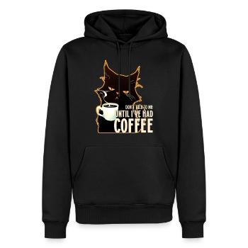 Ne me parle pas avant d’avoir pris un café Cat Fun - Sweat à capuche Premium bio Homme - noir - Devant - Nico (187cm)