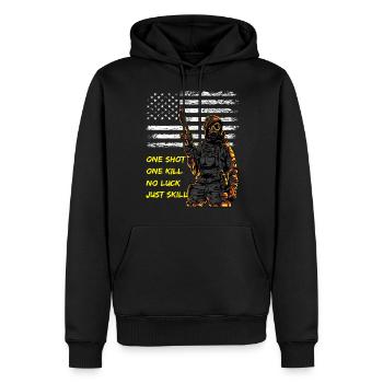 One Shot One Kill No Luck just Skill - Männer Premium Bio Hoodie - Schwarz - Vorne - Nico (187cm)