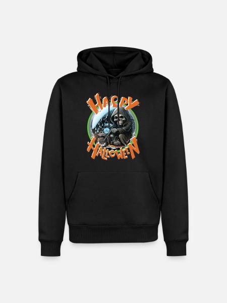 Happy Halloween Biker - Zombie - Grim Reaper - Men’s Premium Organic Hoodie - black