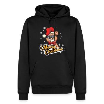 Christmas St. Nicholas Merry Christmas Bear - Men’s Premium Organic Hoodie - black - Front - Nico (187cm)