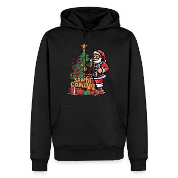 Noël Père Noël Saint-Nicolas accordéon - Sweat à capuche Premium bio Homme - noir - Devant - Nico (187cm)