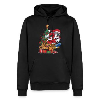 Père Noël Père Noël Père Noël Skateboard - Sweat à capuche Premium bio Homme - noir - Devant - Nico (187cm)