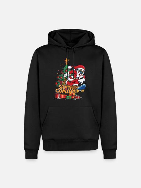 Papá Noel de Navidad Papá Noel Monopatín - Ekologisk premiumluvtröja herr - svart