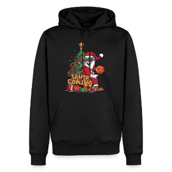Weihnachten Santa Claus Nikolaus Basketball - Männer Premium Bio Hoodie - Schwarz - Vorne - Nico (187cm)
