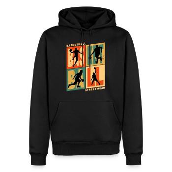 Basket-ball Basket-ball joueur Fan Vintage rétro - Sweat à capuche Premium bio Homme - noir - Devant - Nico (187cm)