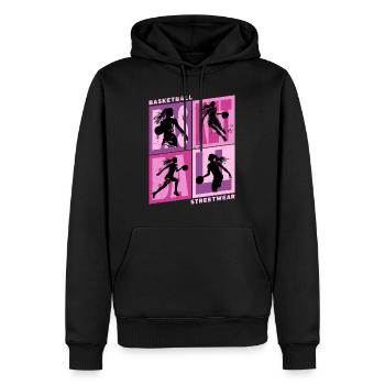 Basket-ball Femme Basketteur Joueur de basket-ball - Sweat à capuche Premium bio Homme - noir - Devant - Nico (187cm)