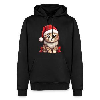 Chat Noël Chat De Noël Mignon Joyeux Catmas - Sweat à capuche Premium bio Homme - noir - Devant - Nico (187cm)