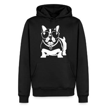 Drôle de bouledogue français avec des lunettes de soleil French Bulld - Sweat à capuche Premium bio Homme - noir - Devant - Nico (187cm)