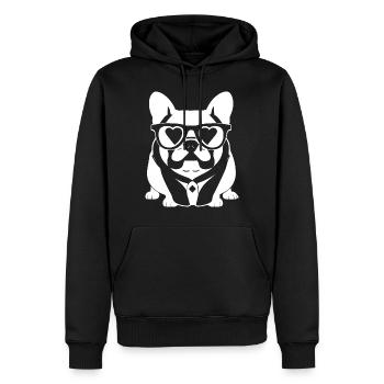 Drôle de bouledogue français avec des lunettes de soleil French Bulld - Sweat à capuche Premium bio Homme - noir - Devant - Nico (187cm)
