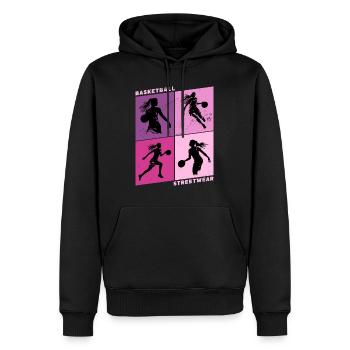Basket-ball Femme Basketteur Joueur de basket-ball - Sweat à capuche Premium bio Homme - noir - Devant - Nico (187cm)